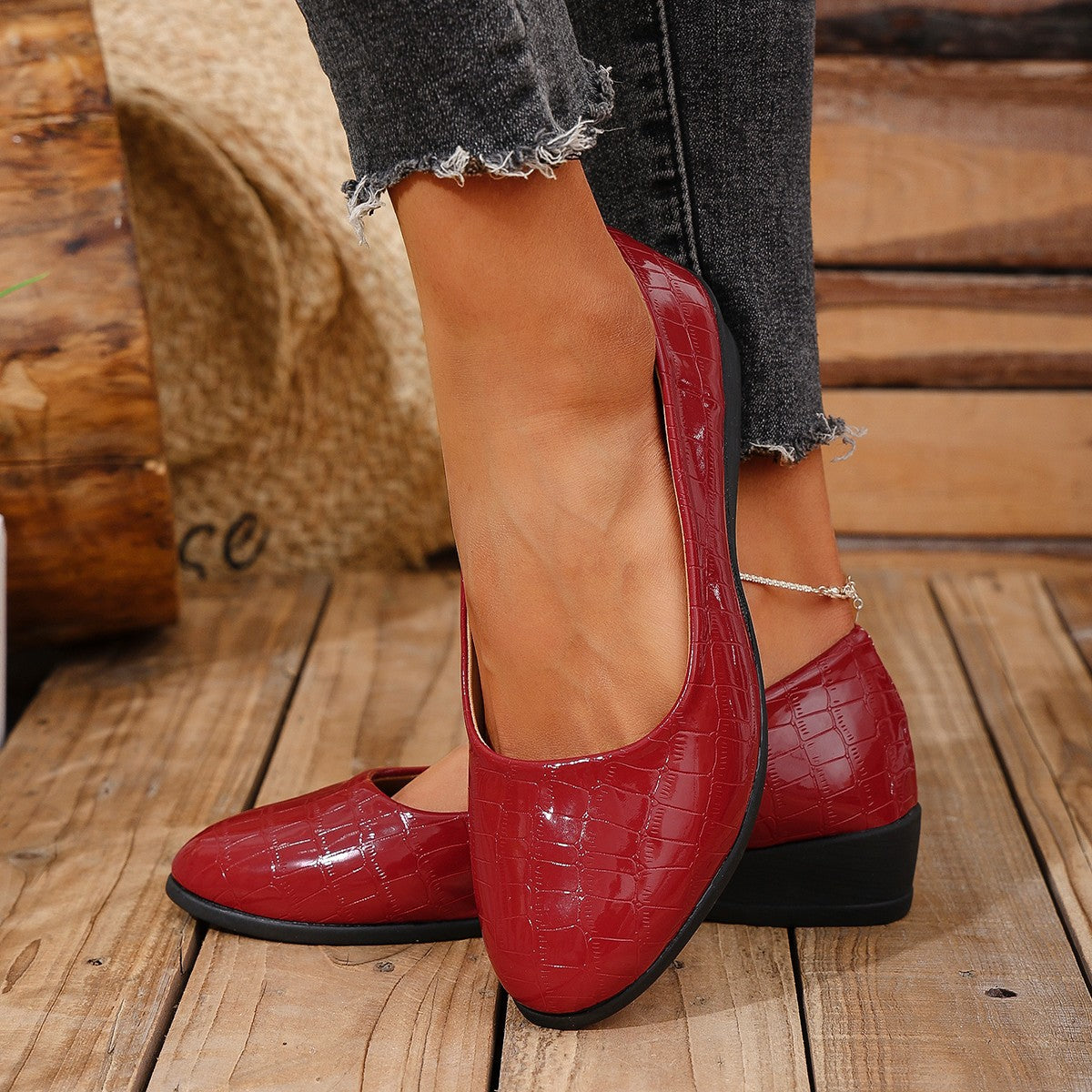 Women's anti-slip round toe slip-on loafers