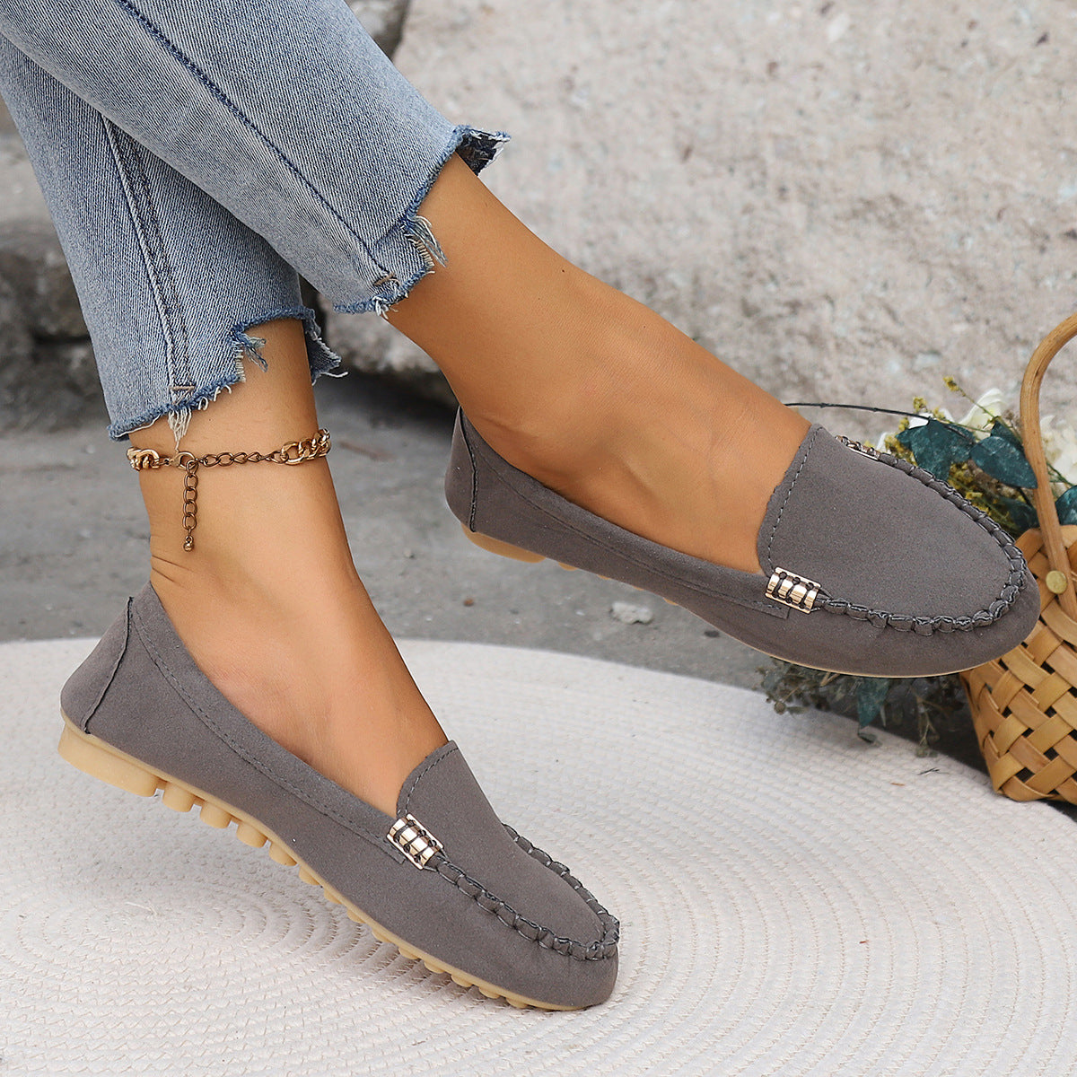 Solid Color Flat Shoes, Lightweight, Anti-Slip, Breathable, Orthopedic, Casual, Plain Toe For Women
