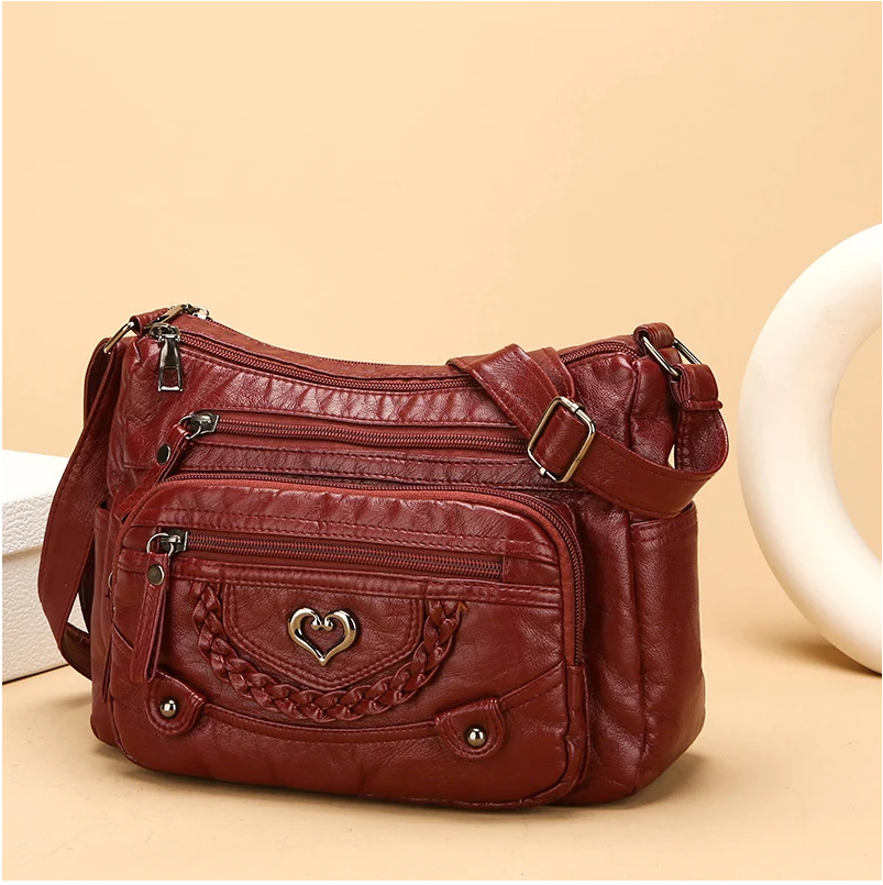 Women's Soft PU Leather Multi-Pocket Crossbody Bag