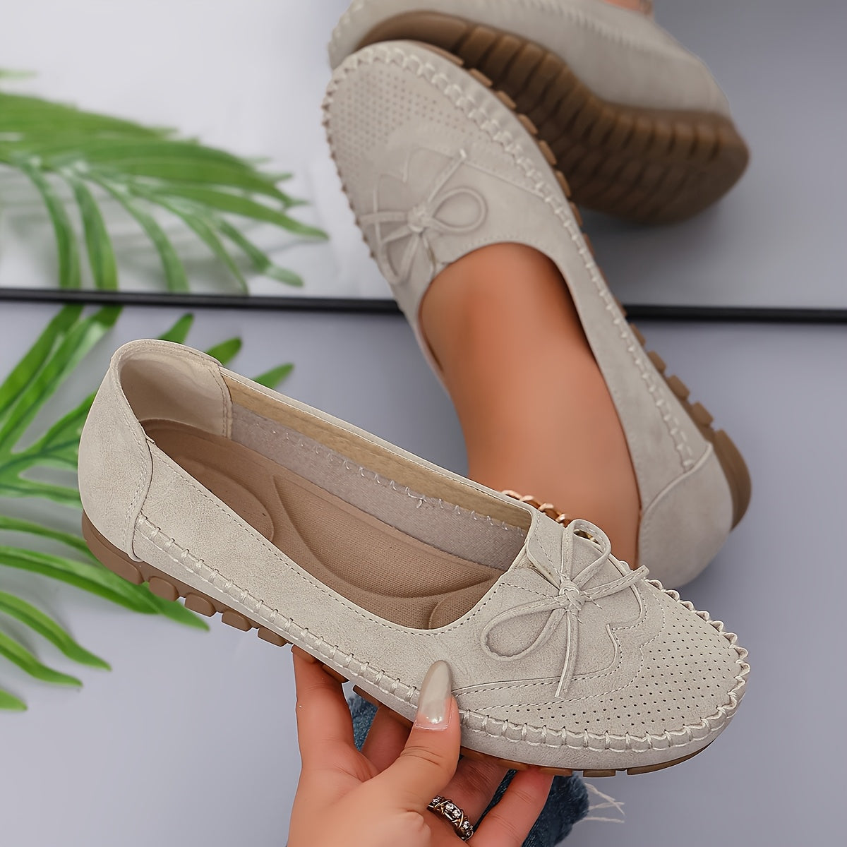 Versatile, breathable women's orthopedic slip-ons with soft soles.