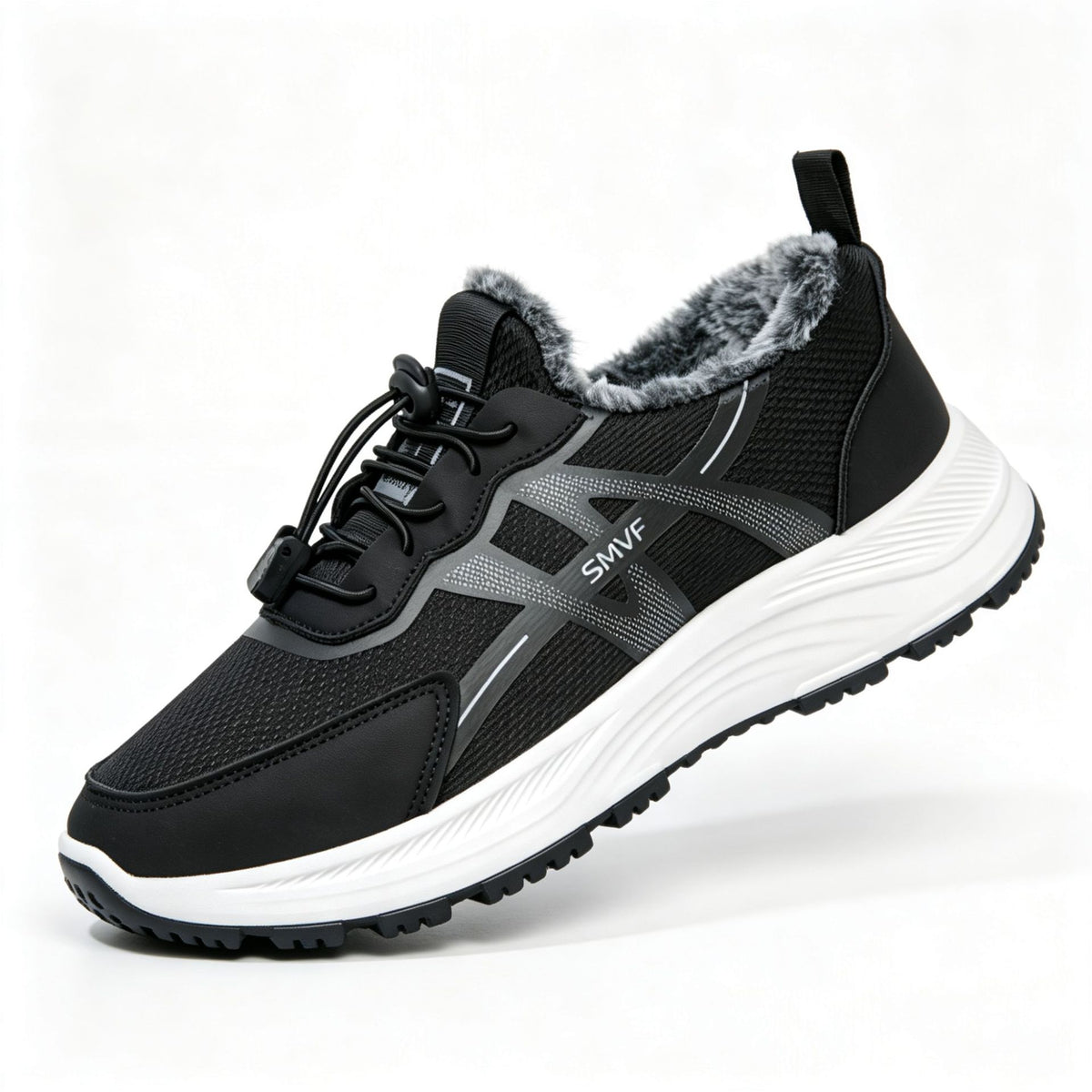 Women's Fur-Lined Toggle-Lace Sneakers - Casual Winter Walking Shoes