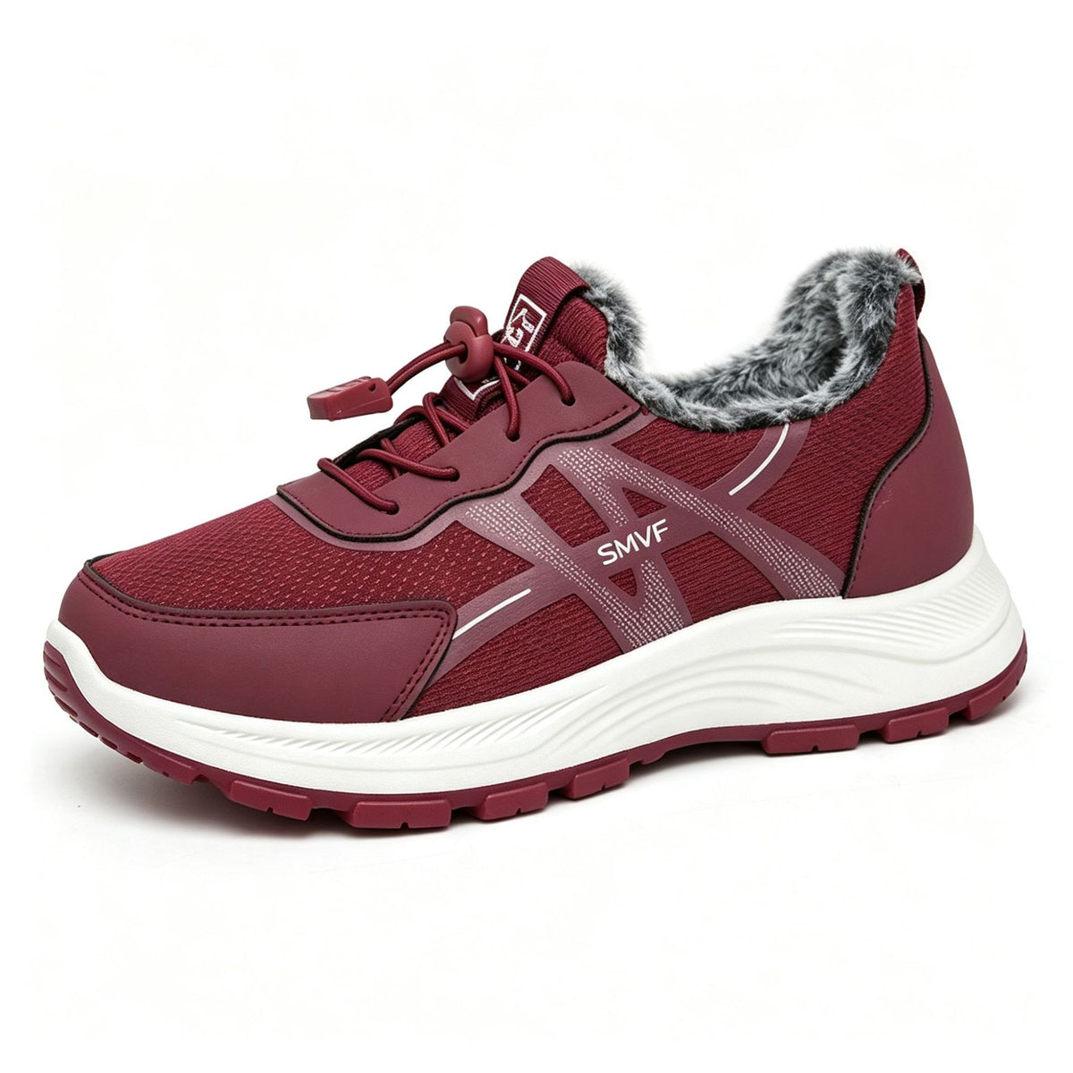 Women's Fur-Lined Toggle-Lace Sneakers - Casual Winter Walking Shoes