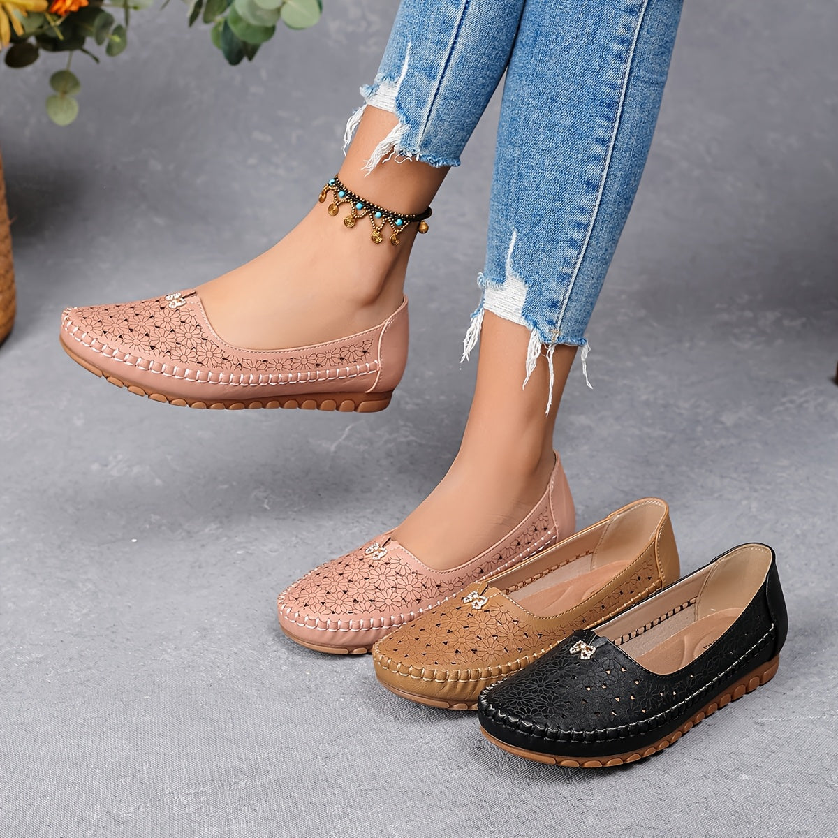 Women's Orthopedic Floral Flats