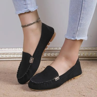 Solid Color Flat Shoes, Lightweight, Anti-Slip, Breathable, Orthopedic, Casual, Plain Toe For Women