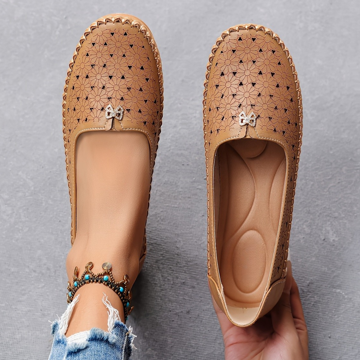 Women's Orthopedic Floral Flats