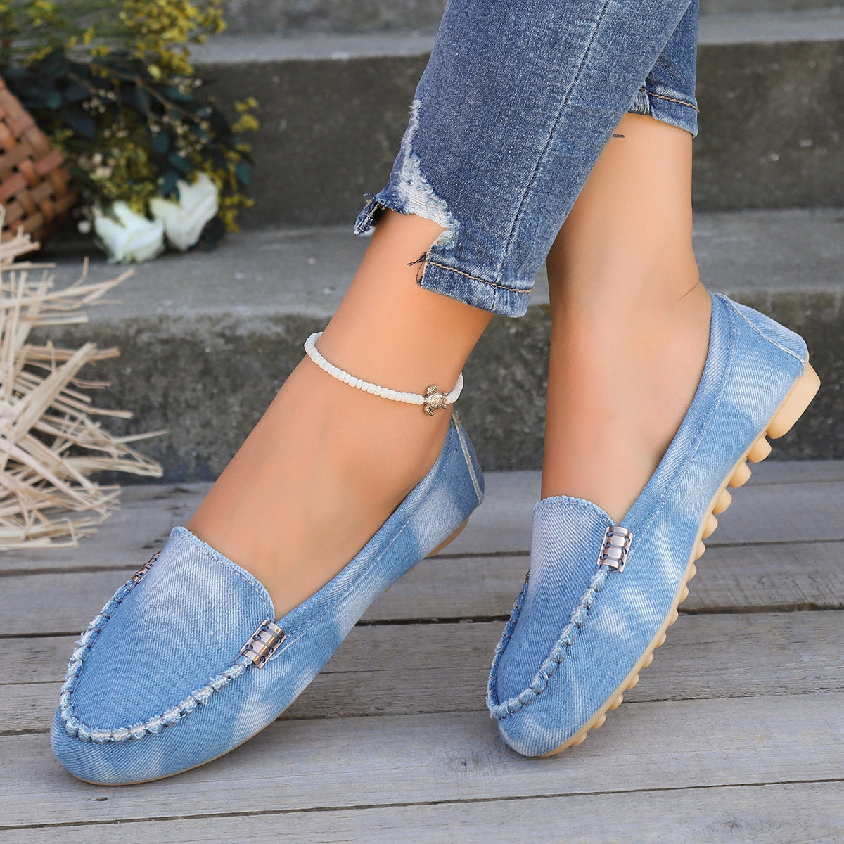 Solid Color Flat Shoes, Lightweight, Anti-Slip, Breathable, Orthopedic, Casual, Plain Toe For Women