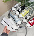 Spring Hot Sale Of The Season Women's Low-Top Thick-Heeled Canvas Shoes Adhesive Flat Heel Single Shoes Rubber Outsole Pure Colo