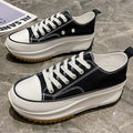 Spring autumn new low-top thick-soled platform canvas shoes women's viscose shoes canvas flat-heeled single shoes sneakers P348