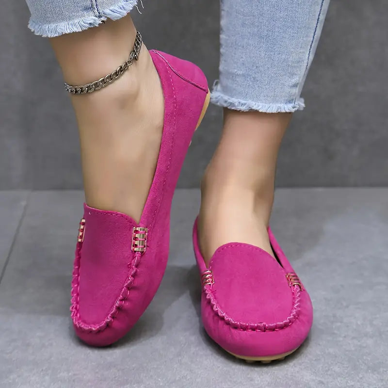 Solid Color Flat Shoes, Lightweight, Anti-Slip, Breathable, Orthopedic, Casual, Plain Toe For Women