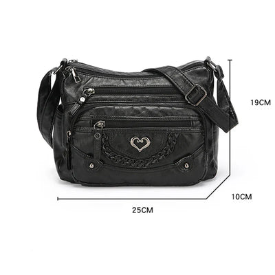 Women's Soft PU Leather Multi-Pocket Crossbody Bag