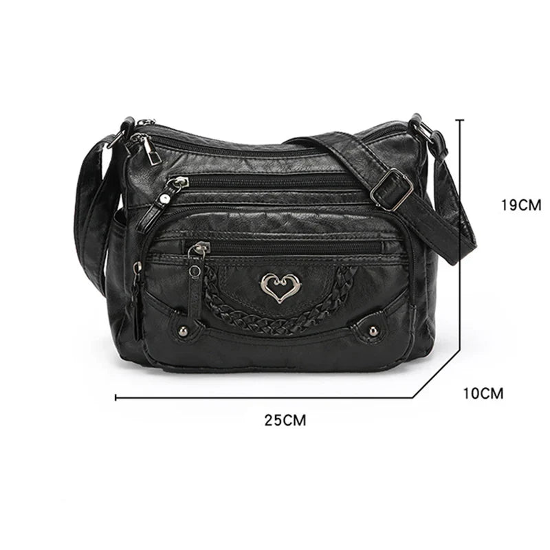 Women's Soft PU Leather Multi-Pocket Crossbody Bag